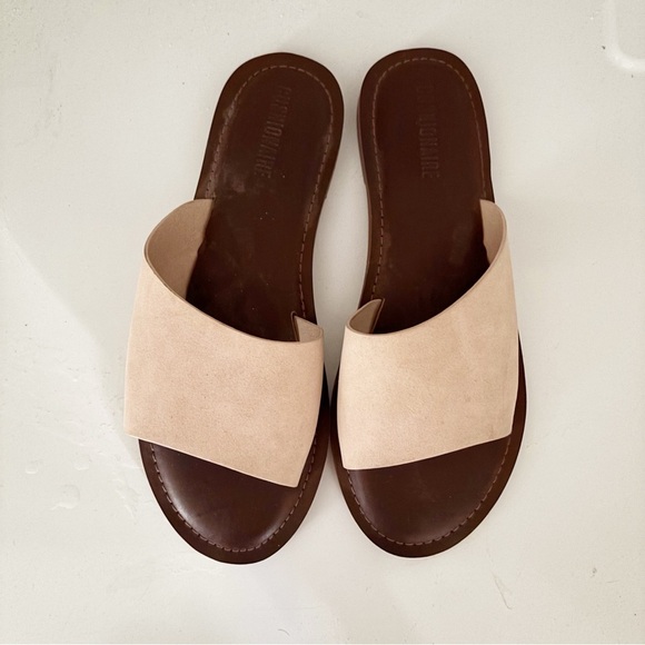 Tan and Pink Slide Sandals with Wide Strap - Picture 8 of 8